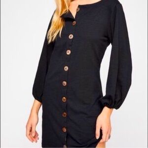 Free People Beach mini black dress long sleeves